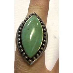 Vintage Thailand Sterling Silver & Turquoise Ring Size 9.5 Unique Free Shipping